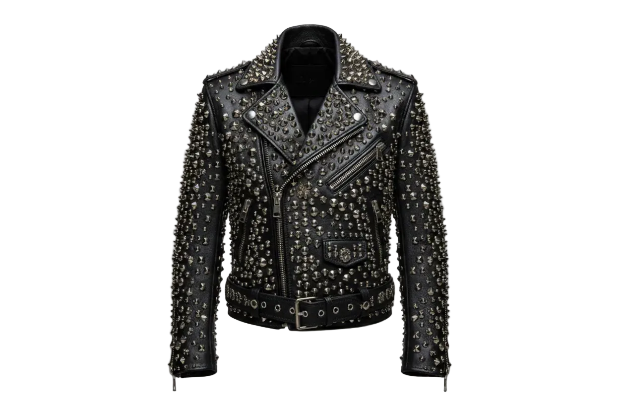Hand-Studded Leather Moto