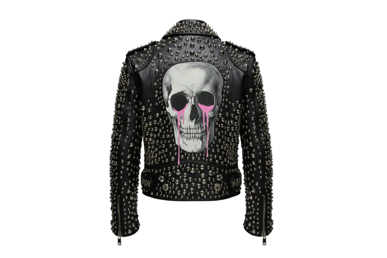 Hand-Studded Leather Moto